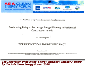 Top Innovation Prize in the �Energy Efficiency Category� award by the Asia Clean Energy Forum 2008